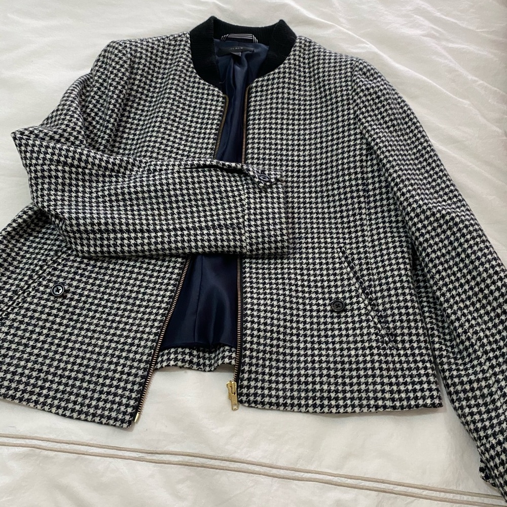 Houndstooth collarless jacket